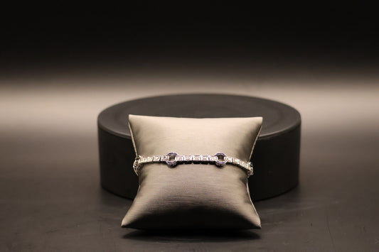 Platinum Art Deco Style Diamond and Sapphire Bracelet