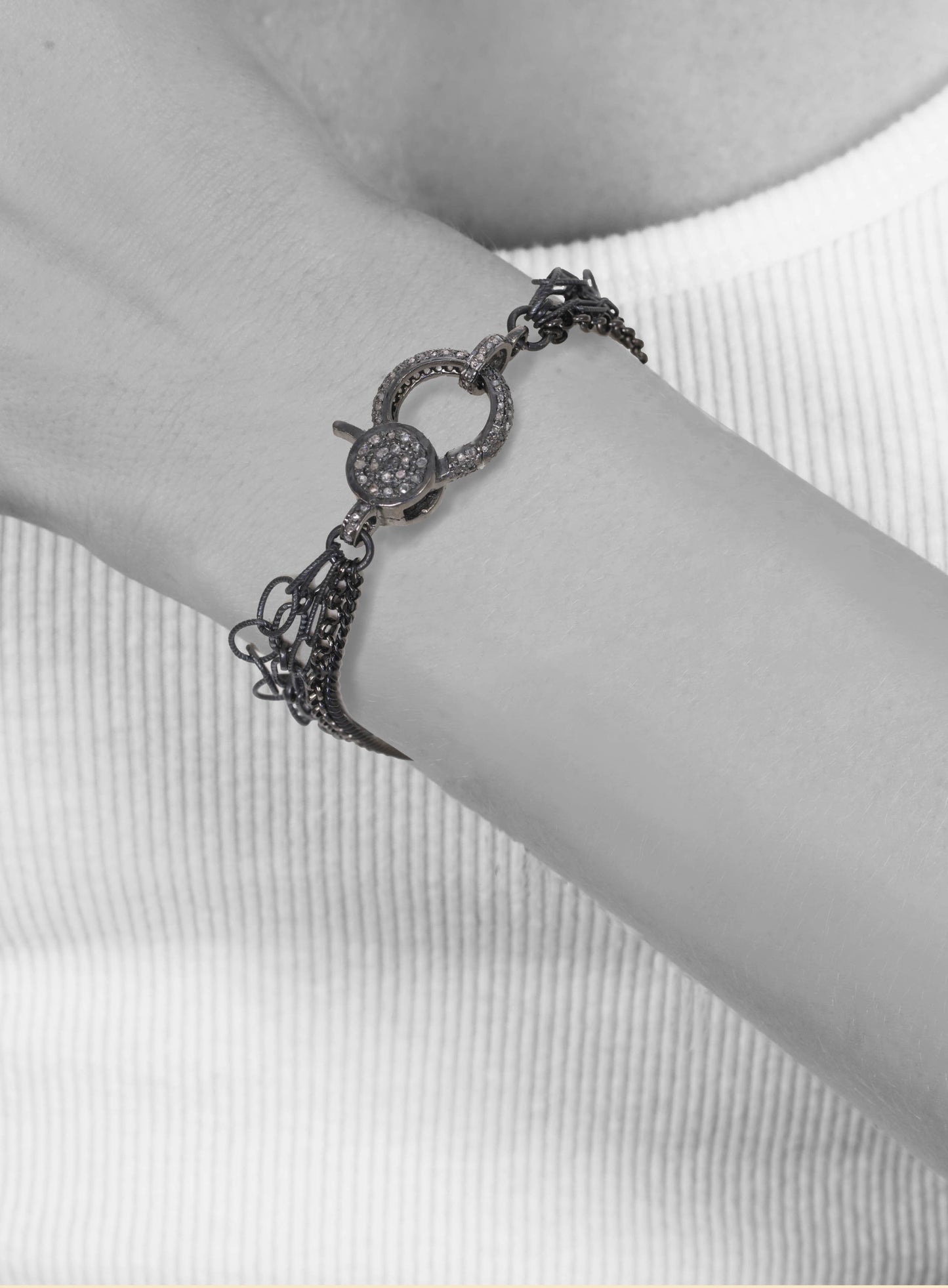 Sterling silver chain combo, diamond clasp, 7.25” L