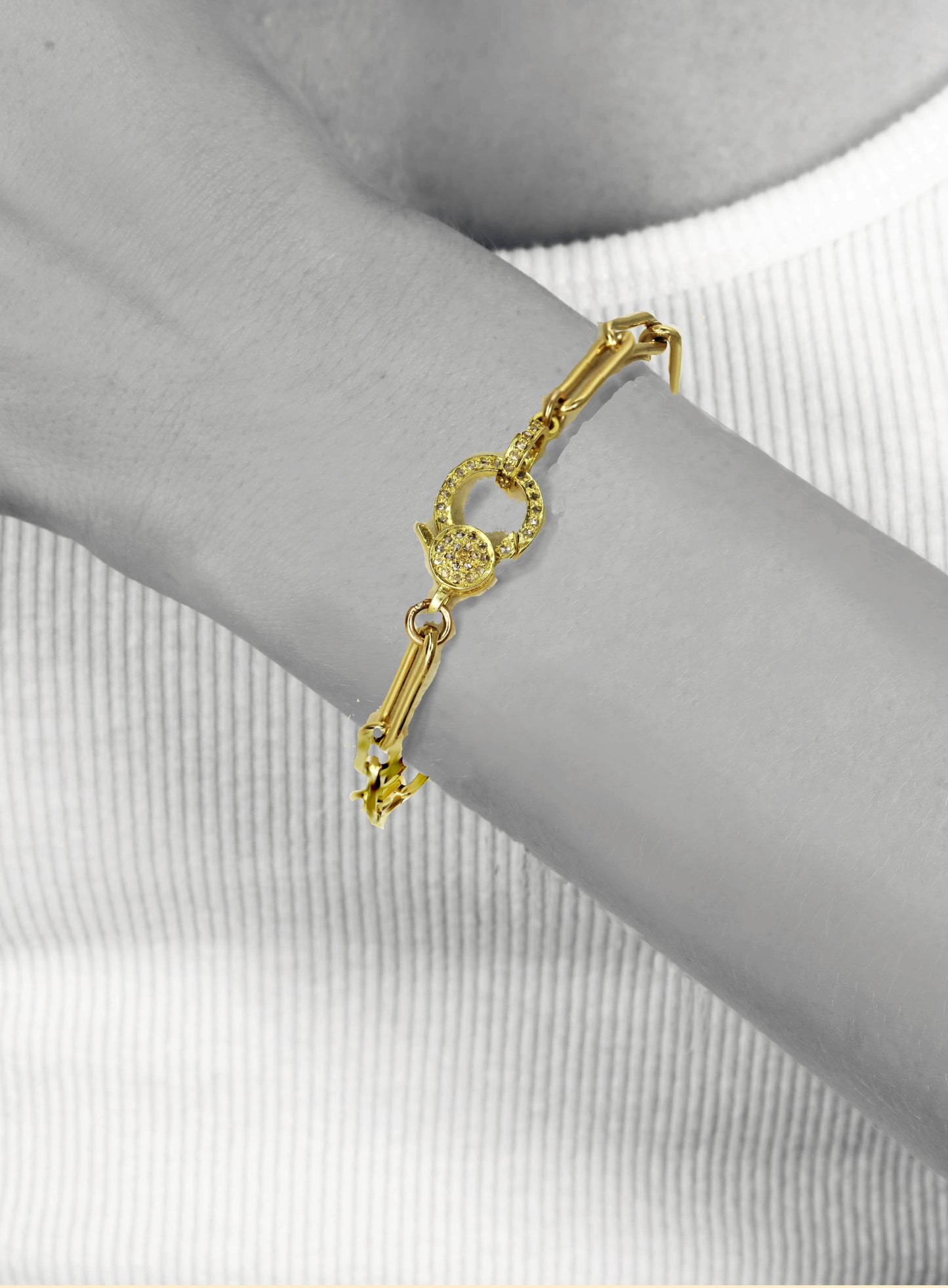GF paper clip chain, GF and diamond clasp, 7.5” L