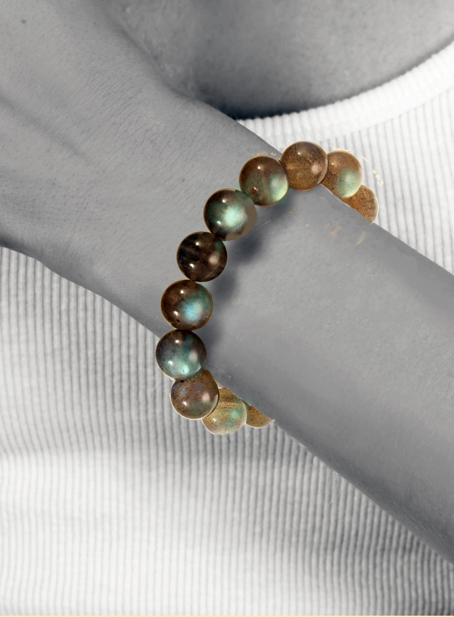 Large smooth lab ball stretch bracelet, 7.25” adjustable