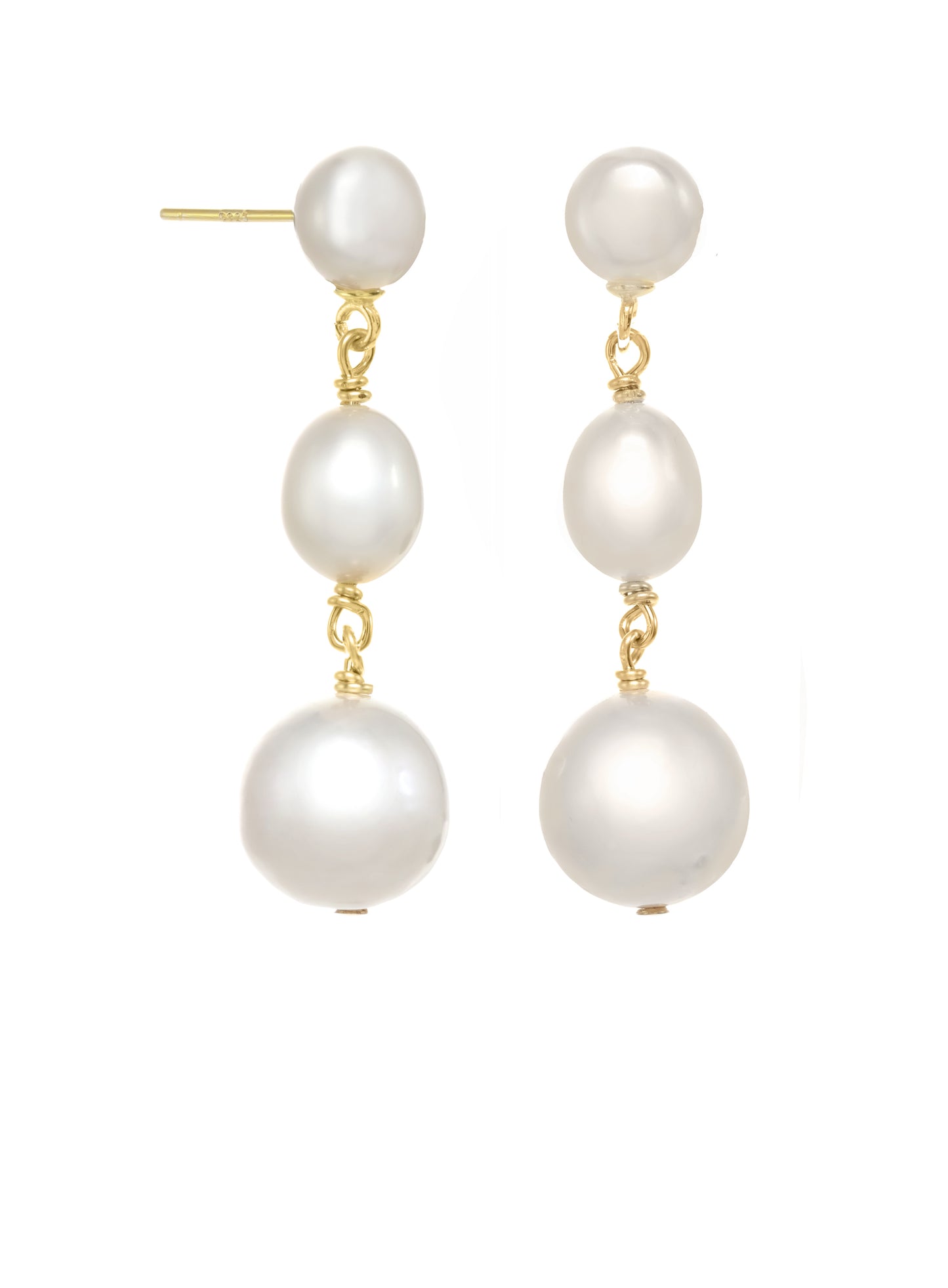 Petite white baroque pearl combination, 14kt gf, 1.75” H