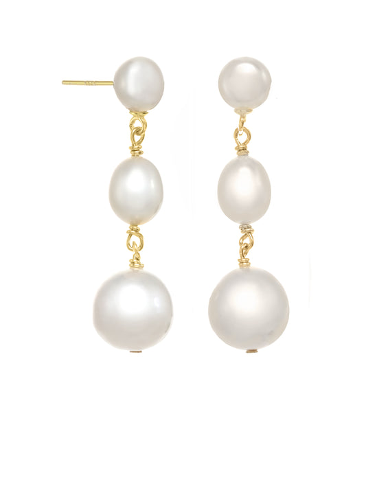 Petite white baroque pearl combination, 14kt gf, 1.75” H