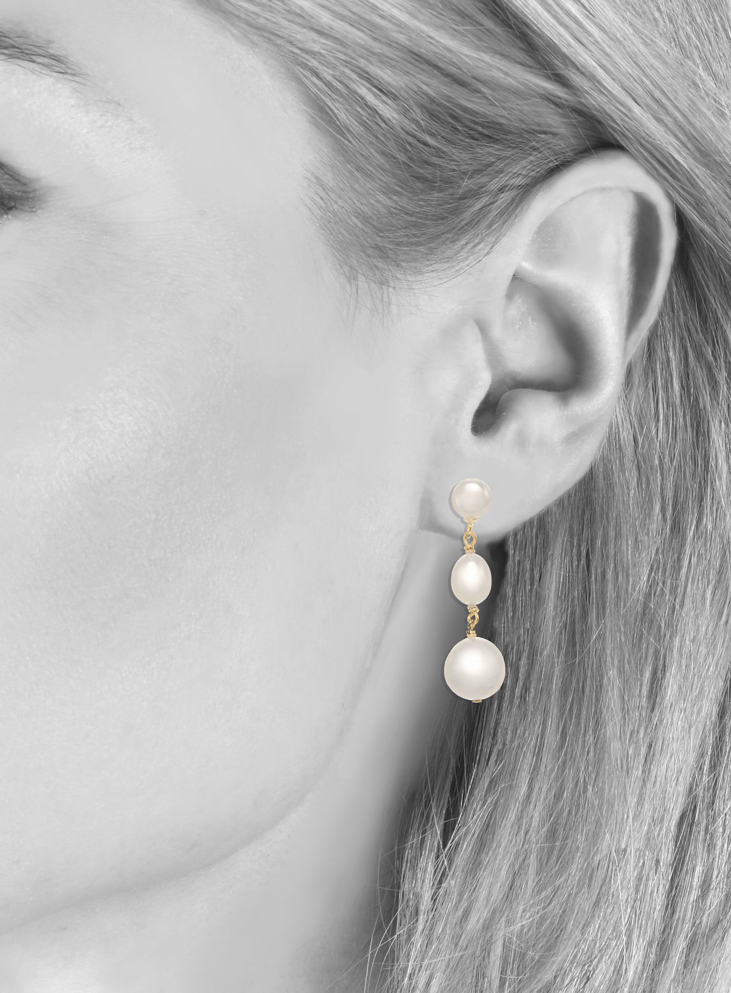 Petite white baroque pearl combination, 14kt gf, 1.75” H