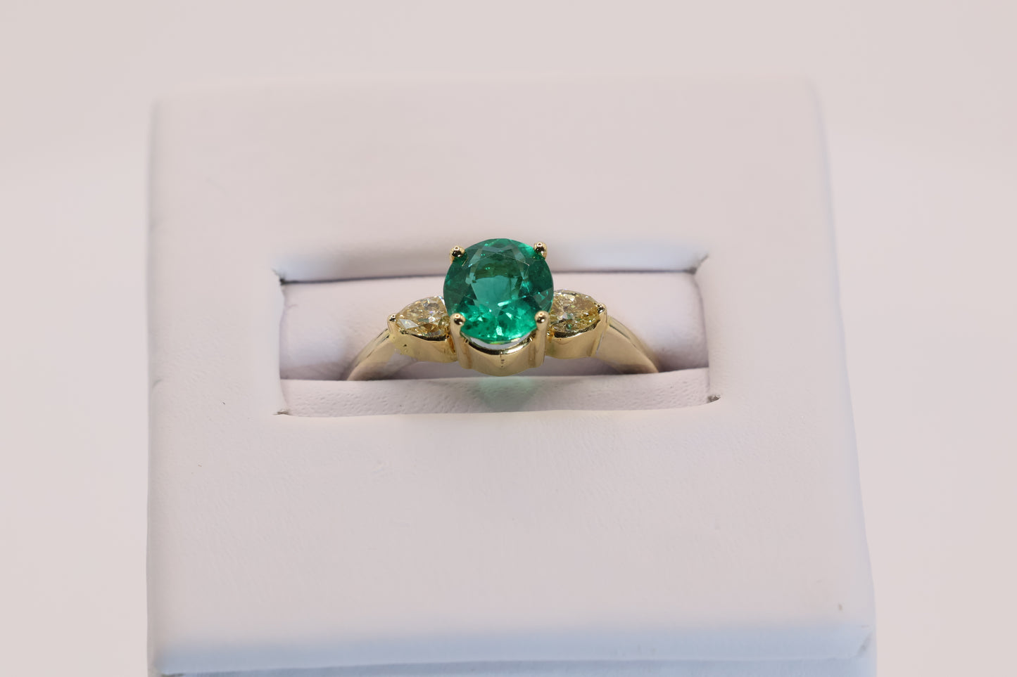 Emerald Ring with Yellow Diamonds