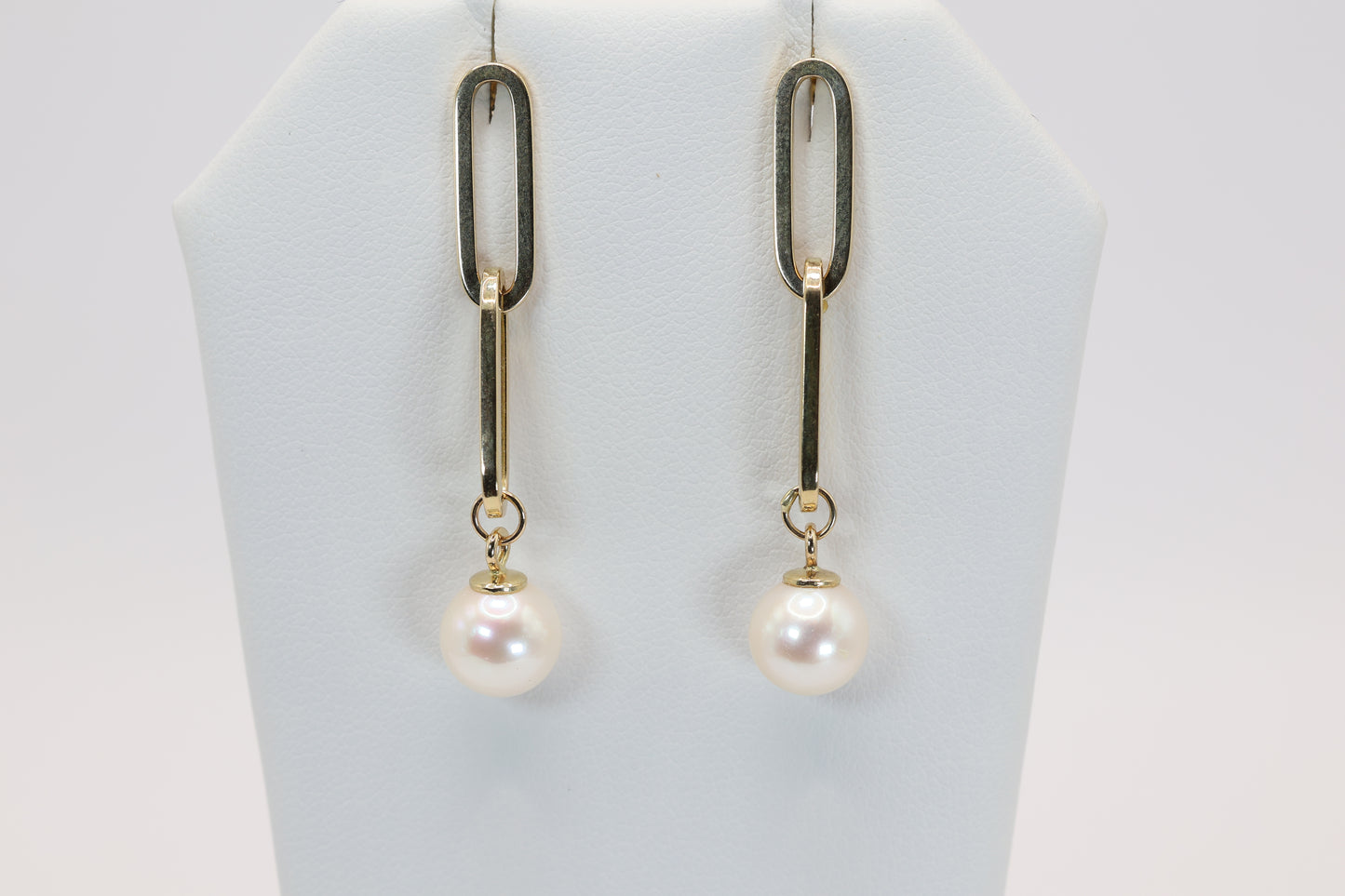 Modern Paperclip Pearl Drop Earrings