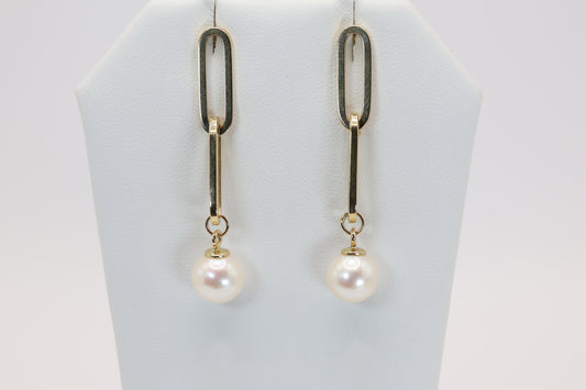 Modern Paperclip Pearl Drop Earrings
