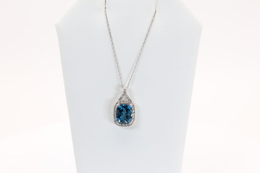 Blue Topaz and Diamond Necklace