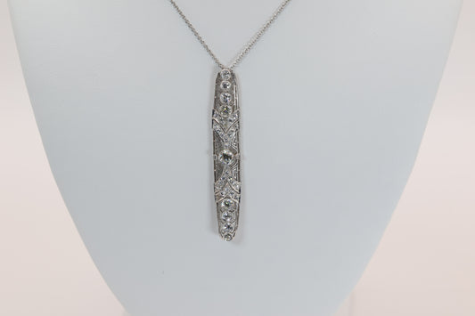 Vintage Platinum Diamond Pendant and Chain