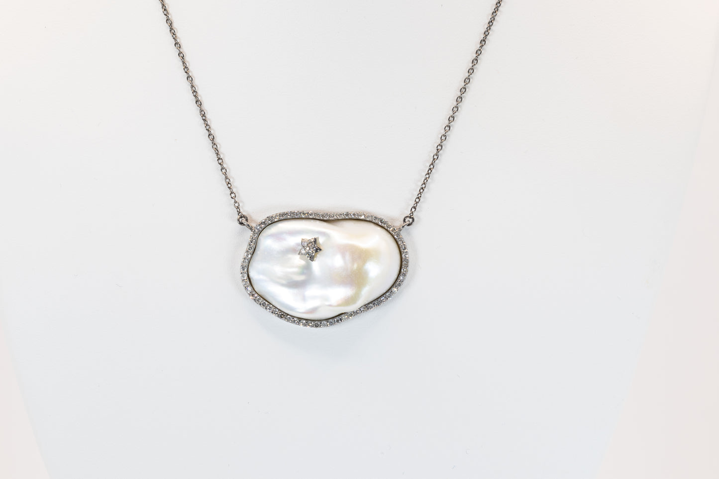 Baroque Pearl & Diamond Halo Necklace