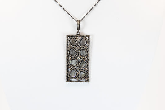 Diamond Slice Pendant with Round Brilliant Prong Set Diamonds