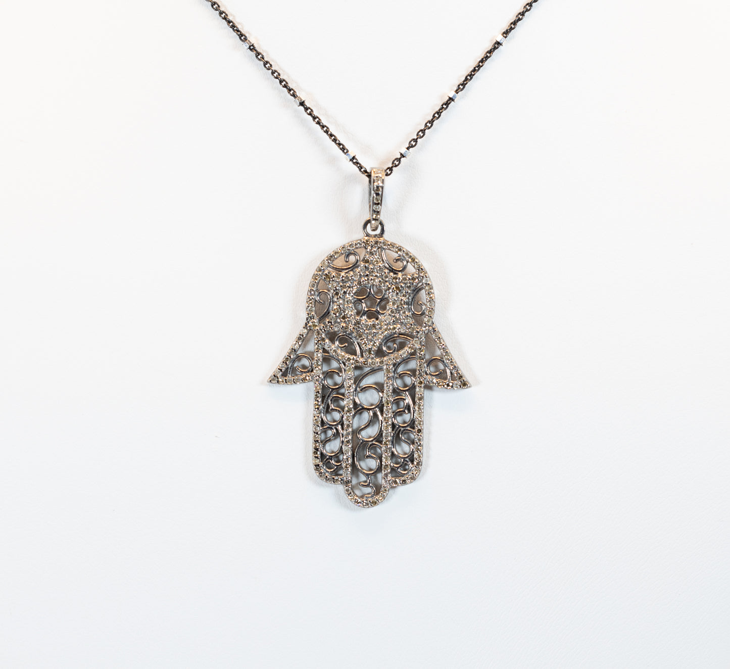 Hamsa Pendant with Pave Diamonds