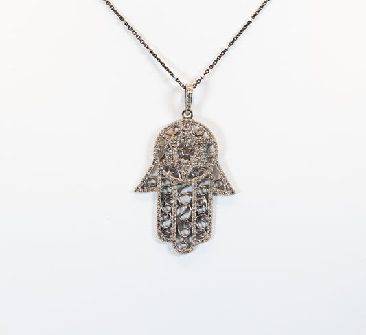 Hamsa Pendant with Pave Diamonds
