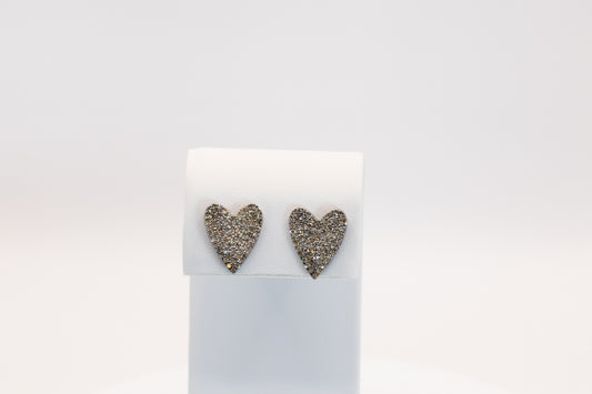 Heart Studs with Pave Diamonds