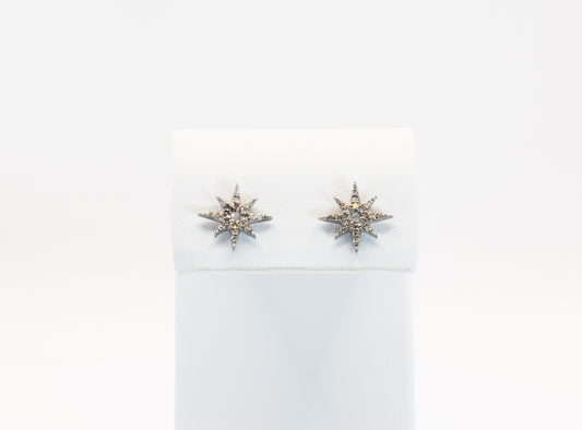 Small Pave Diamond Starburst Earrings