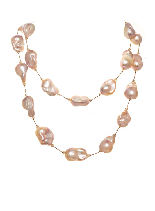 Pink Fifth Avenue baroque pearl, s/s, 35” length