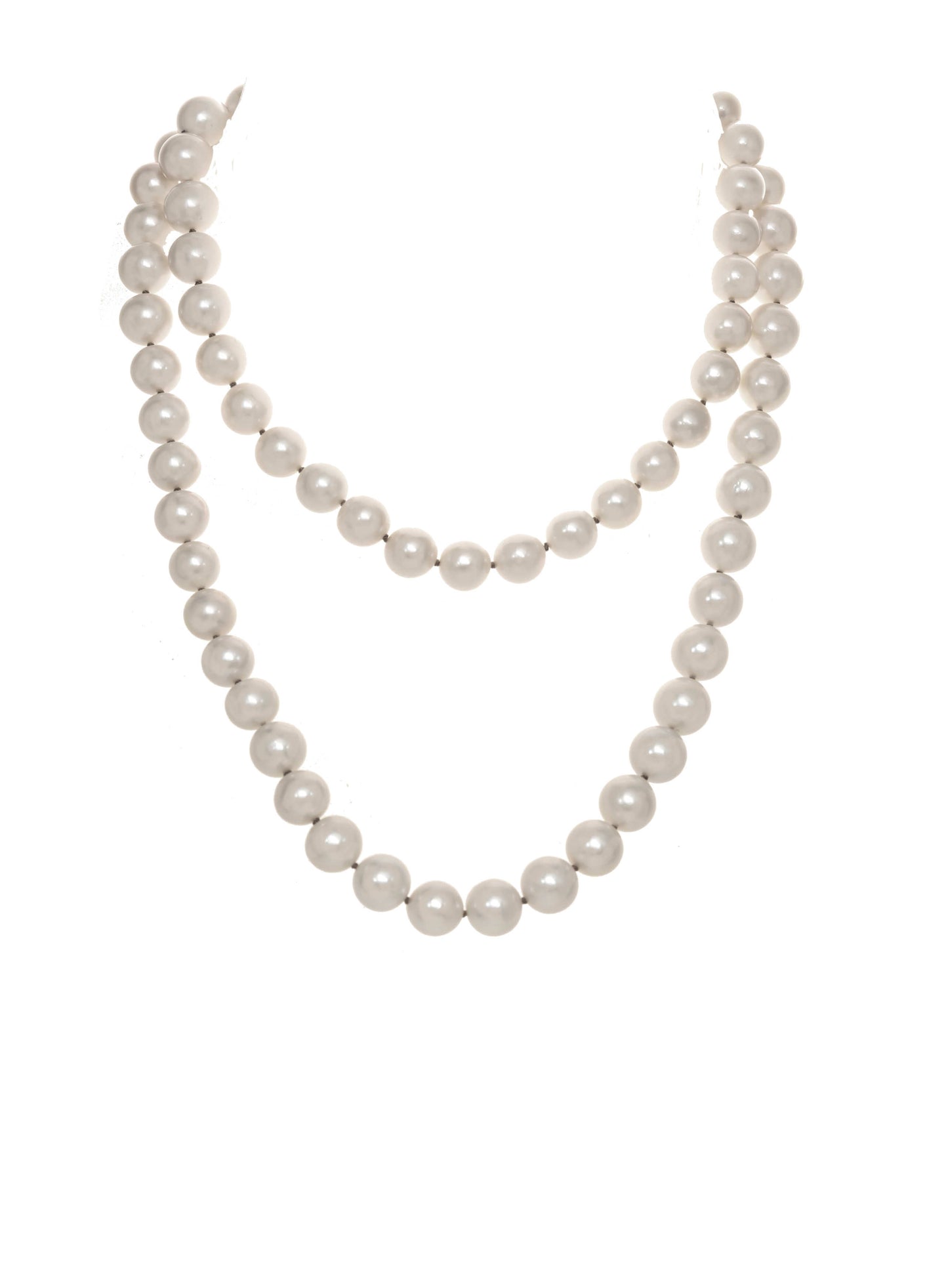 White freshwater Edison pearl, 10-12mm, 18K/ss toggle, 35” L