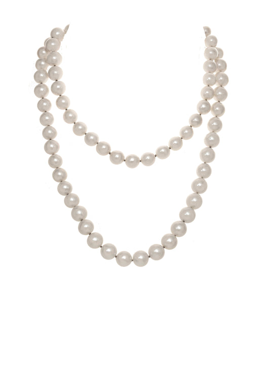 White freshwater Edison pearl, 10-12mm, 18K/ss toggle, 35” L