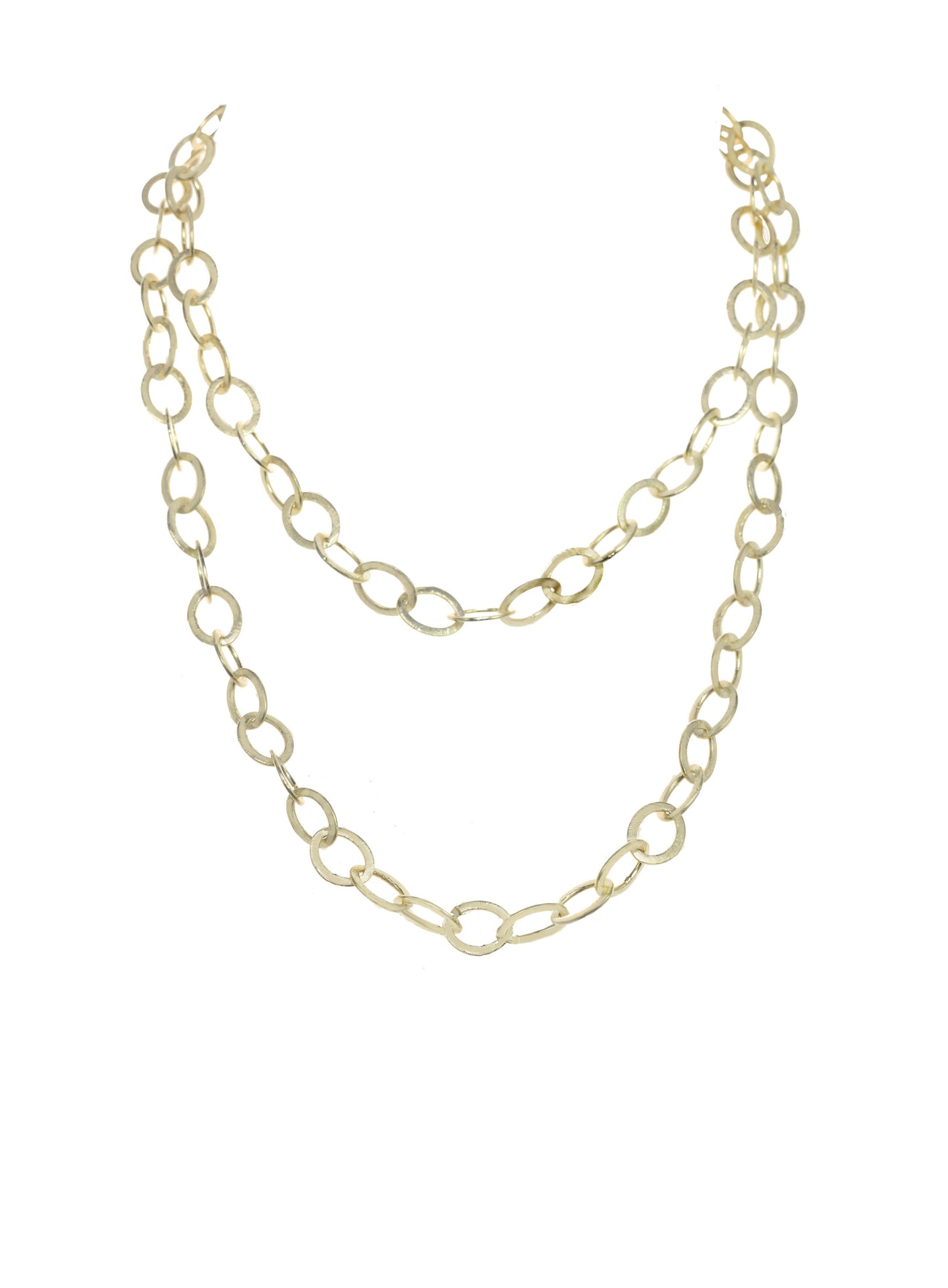 Matte vermeil flat link, 14kt. gold-filled clasp, 36” length
