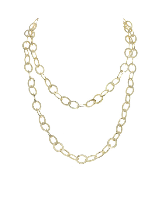 Matte vermeil flat link, 14kt. gold-filled clasp, 36” length