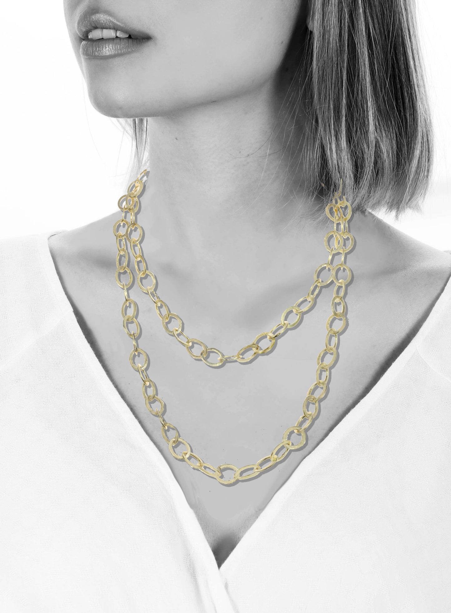 Matte vermeil flat link, 14kt. gold-filled clasp, 36” length