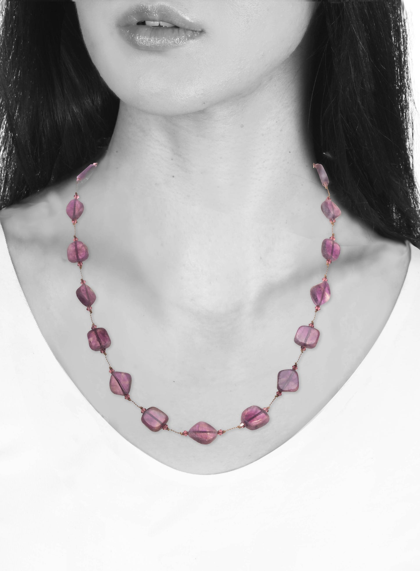 Limited Edition amethyst slice, s/s, 17” w/2” ext. chain