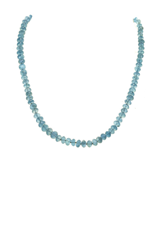 Faceted apatite rondelle necklace, s/s, 17” with 2” extenstion chain