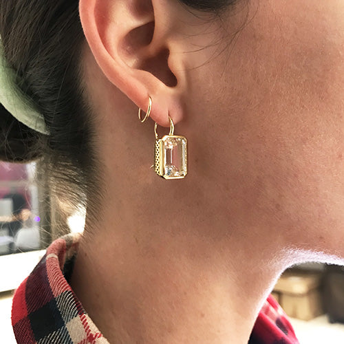 Emerald Cut White Topaz Earrings
