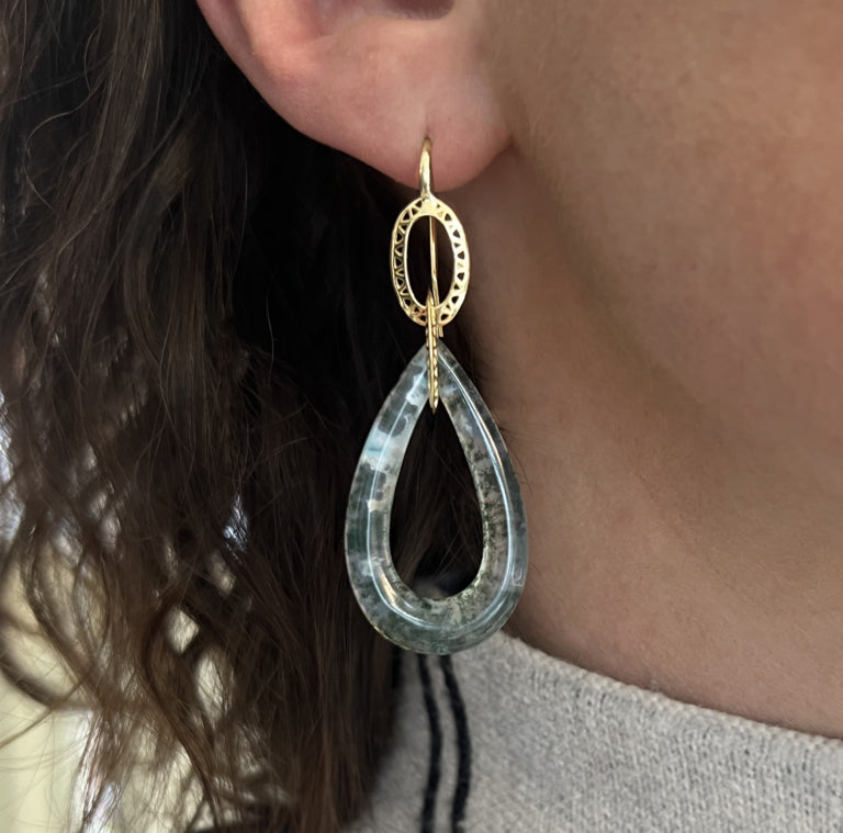 Moss Agate Drop Earrings