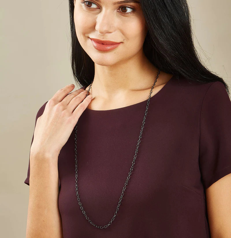 Oxidized Silver Link Chain 34 inch