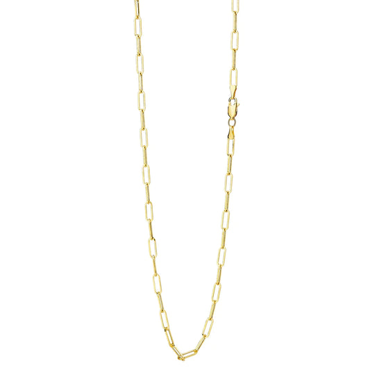 18 Karat Yellow Gold Solid Paper Clip Chain 18 inch