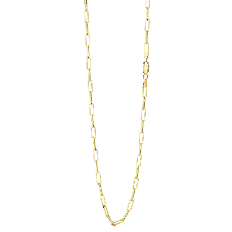 18 Karat Yellow Gold Solid Paper Clip Chain 30 inch