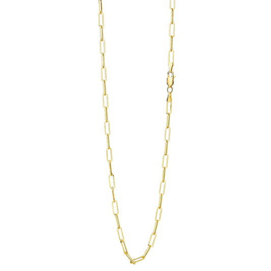 18 Karat Yellow Gold Solid Paper Clip Chain 30 inch