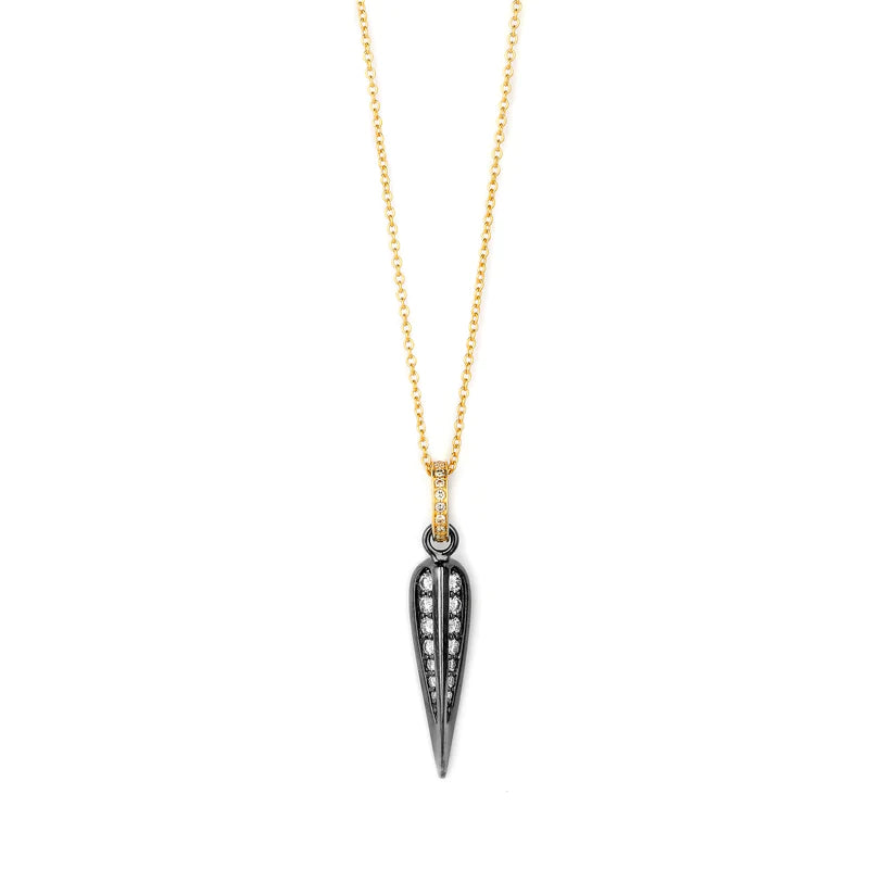Jardin Love Leaf Necklace Oxidized Silver & 18 Karat Yellow Gold