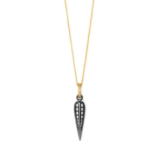 Jardin Love Leaf Necklace Oxidized Silver & 18 Karat Yellow Gold