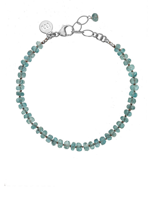 Faceted apatite bracelet, s/s, 7.5” L