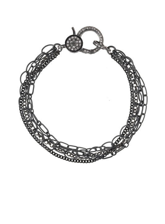 Sterling silver chain combo, diamond clasp, 7.25” L