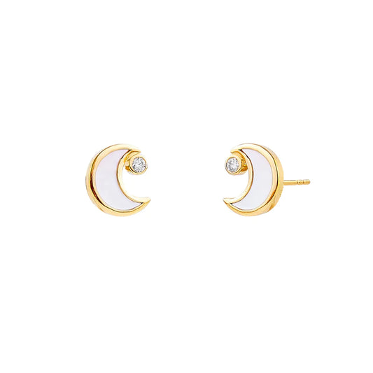 Cosmic Mother of Pearl Moon Studs