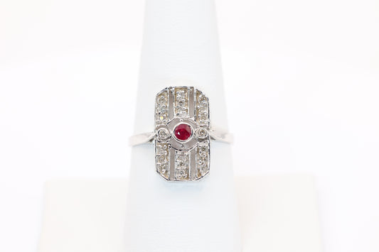 Vintage Inspired Ruby and Diamond Ring