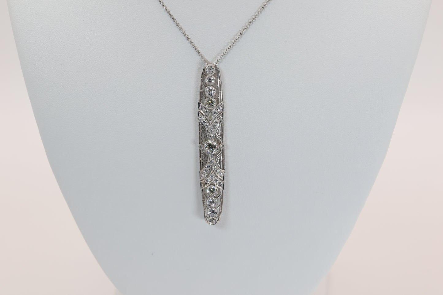 Vintage Platinum Diamond Pendant and Chain