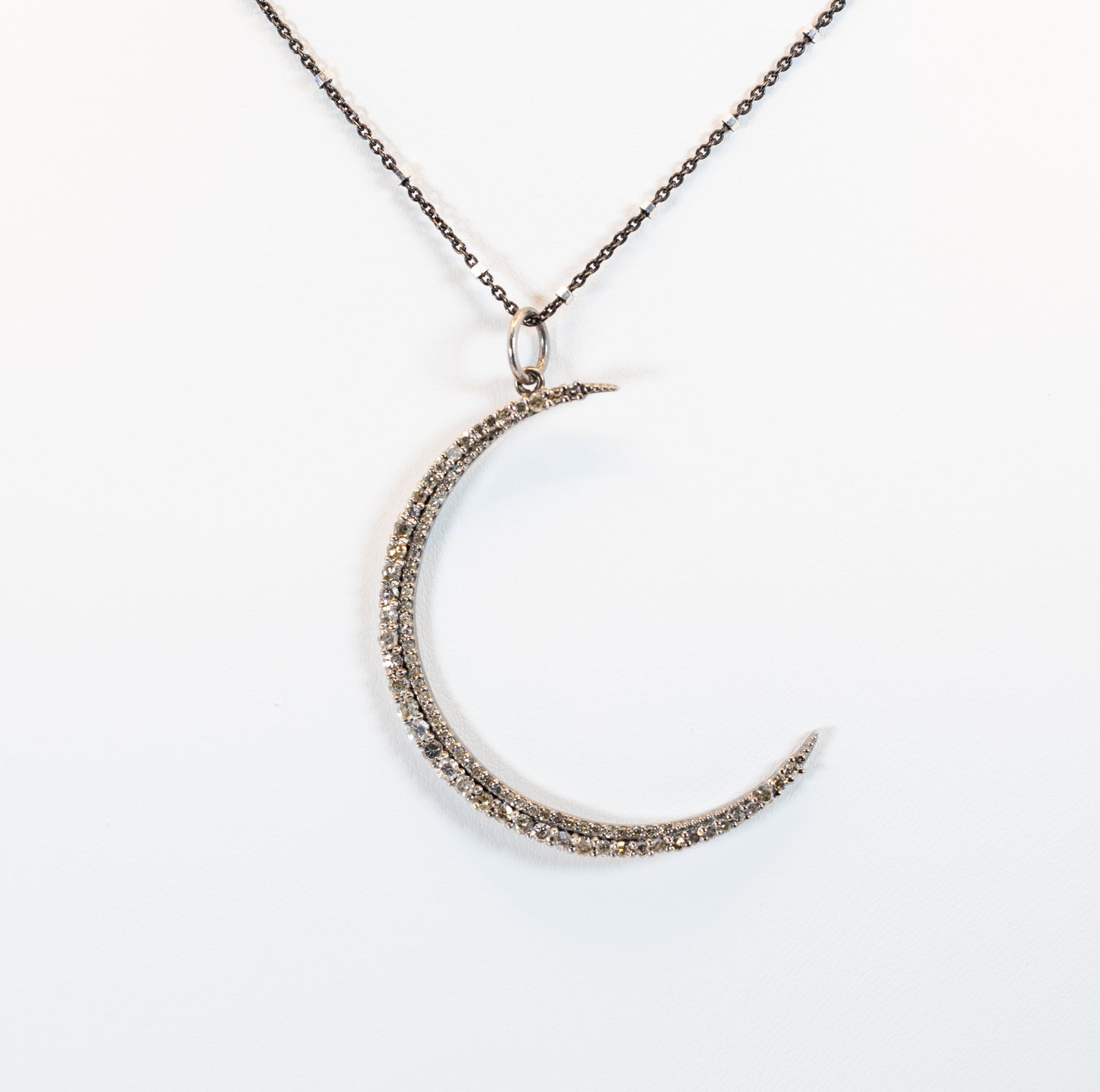Pave Diamond Crescent Moon Pendant