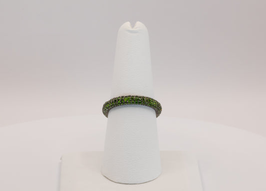 Pave Chrome Diopside Three-Row Eternity Ring