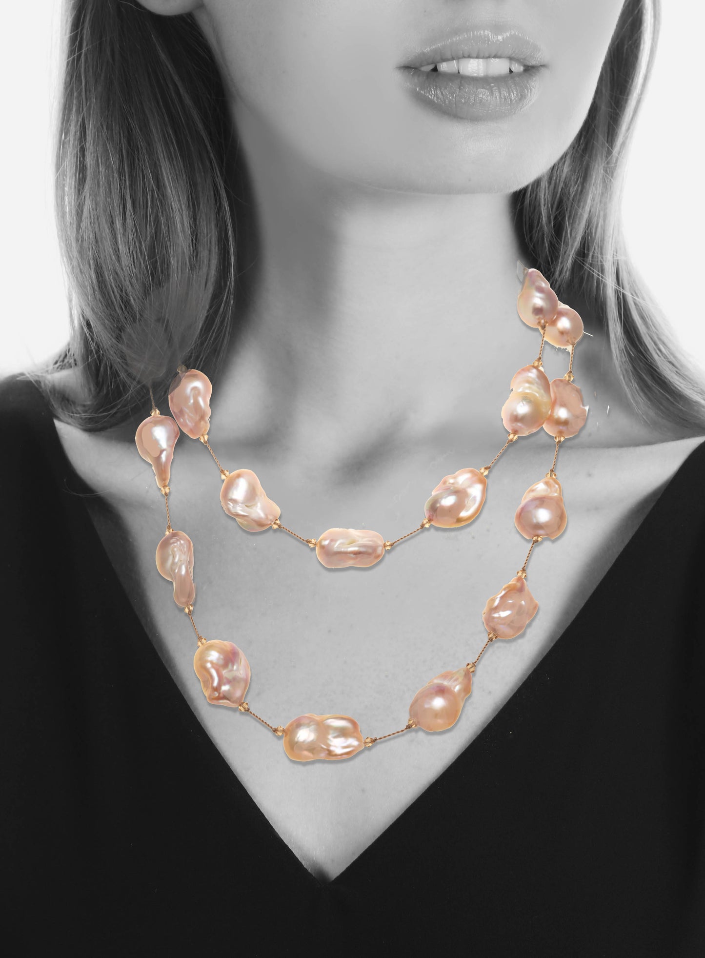 Pink Fifth Avenue baroque pearl, s/s, 35” length