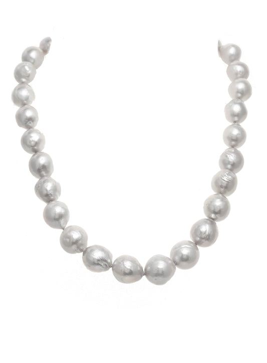 Pale grey baroque pearl necklace, s/s, 18” length w/second toggle