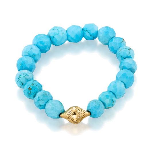 Faceted Turquoise Beaded Stretch Bracelet