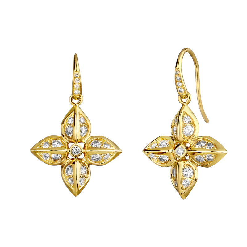 Jardin Flower Diamond Earrings 18 karat Yellow Gold